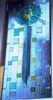 Stained glass residence window by Mary Filer, links to Mary's AISG gallery page.