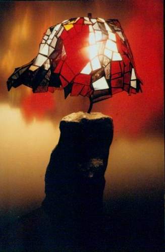Stained Glass lamp with Granite Base